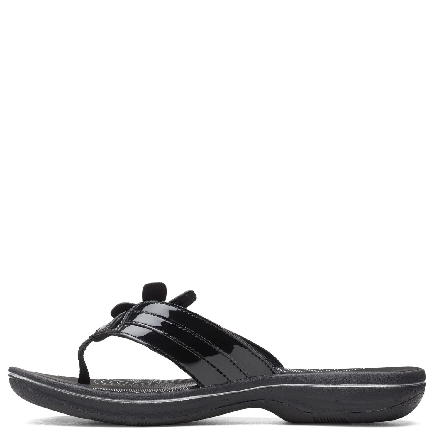 Flip Flops*Clarks Women's , Brinkley Flora Sandal Black Patent