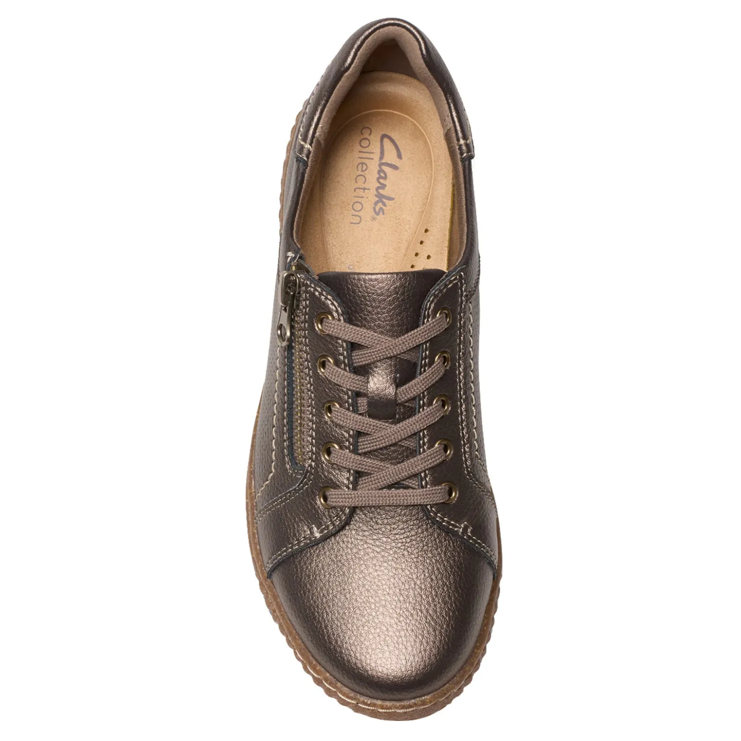 Fashion & Street*Clarks Women's , Caroline Janna Sneaker Bronze Metallic