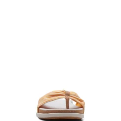 Flip Flops*Clarks Women's , Eliza June Sandal Golden Yellow/Off White Canvas