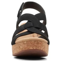 Wedges*Clarks Women's , Giselle Beach Sandal Black Nubuck
