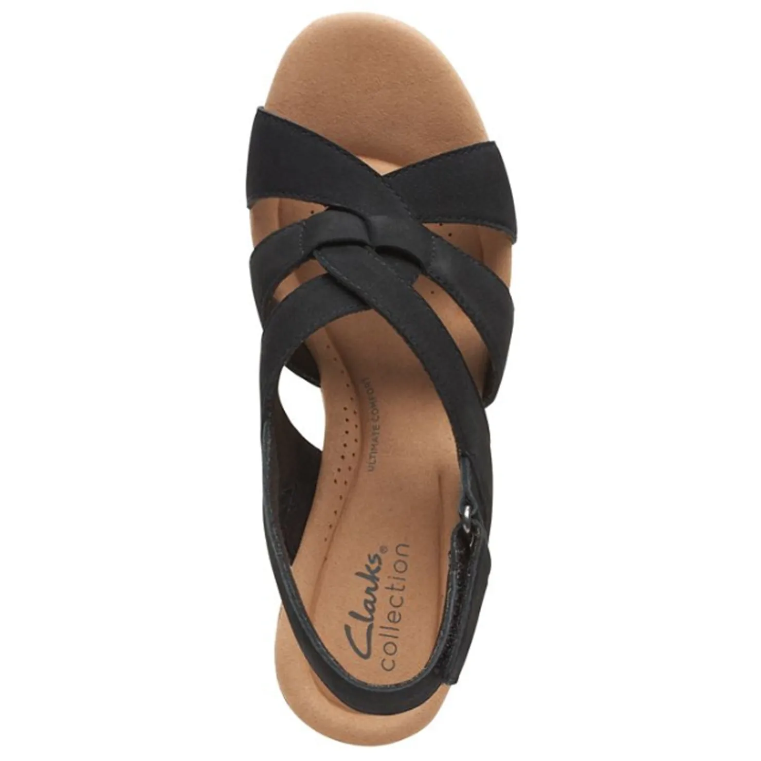Wedges*Clarks Women's , Giselle Beach Sandal Black Nubuck