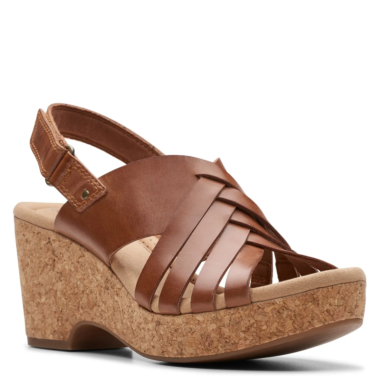 Wedges*Clarks Women's , Giselle Ivy Sandal Tan Leather