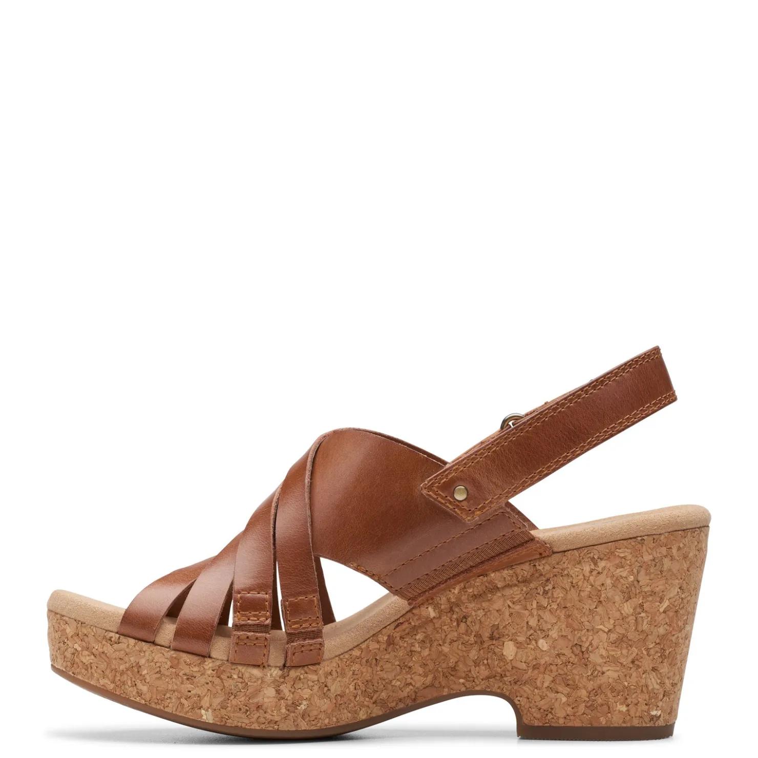 Wedges*Clarks Women's , Giselle Ivy Sandal Tan Leather