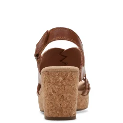 Wedges*Clarks Women's , Giselle Ivy Sandal Tan Leather