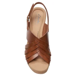 Wedges*Clarks Women's , Giselle Ivy Sandal Tan Leather
