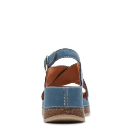 Wedges*Clarks Women's , Kassanda Step Sandal Blue Nubuck