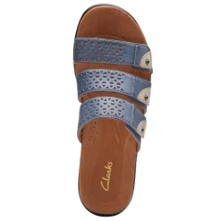 Footbed Sandals*Clarks Women's , Kilty Walk Sandal Blue Denim Colored