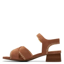 Heeled Sandals*Clarks Women's , Serina 35 Cross Sandal Tan Suede