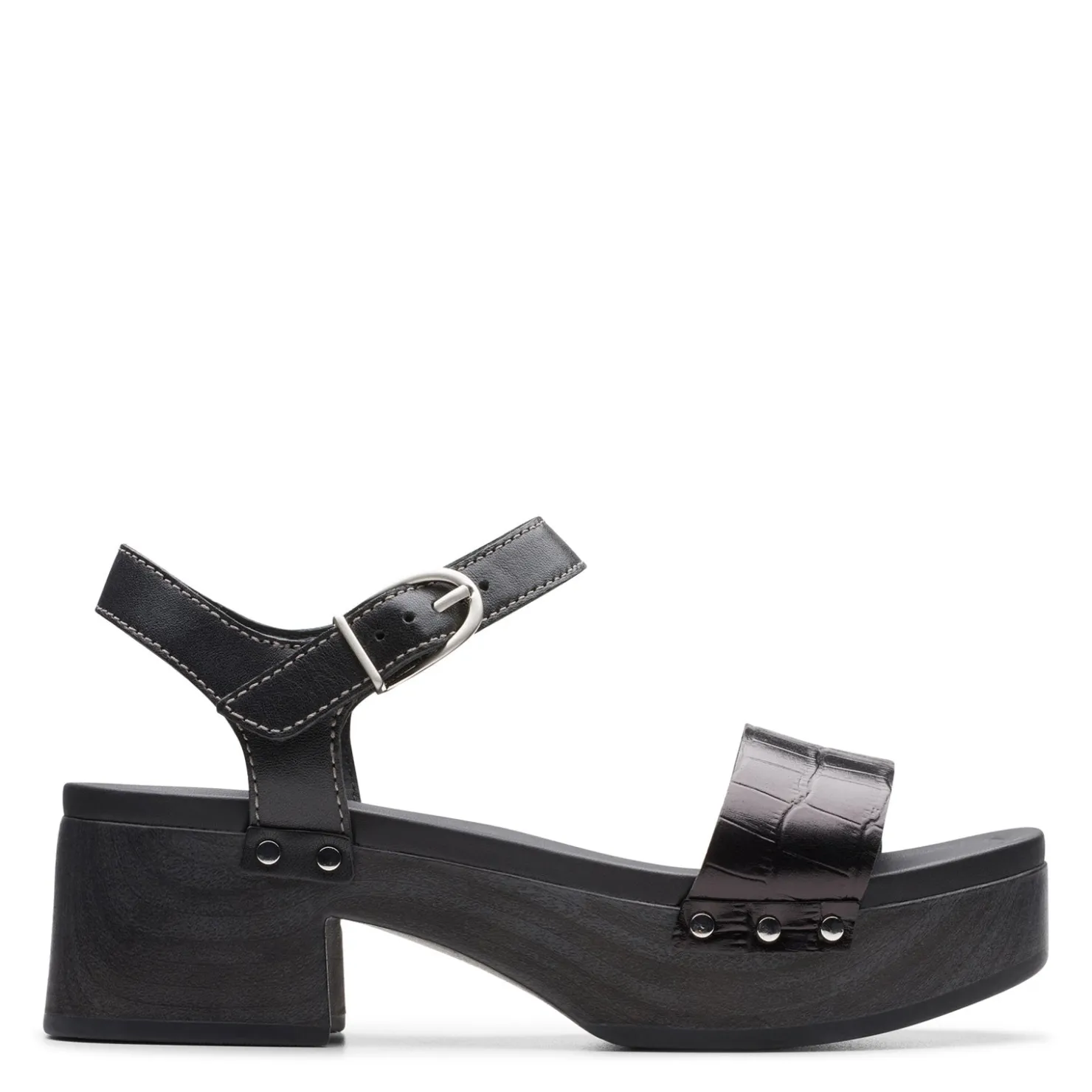 Heeled Sandals*Clarks Women's , Sivanne Bay Sandal Black Interest Leather