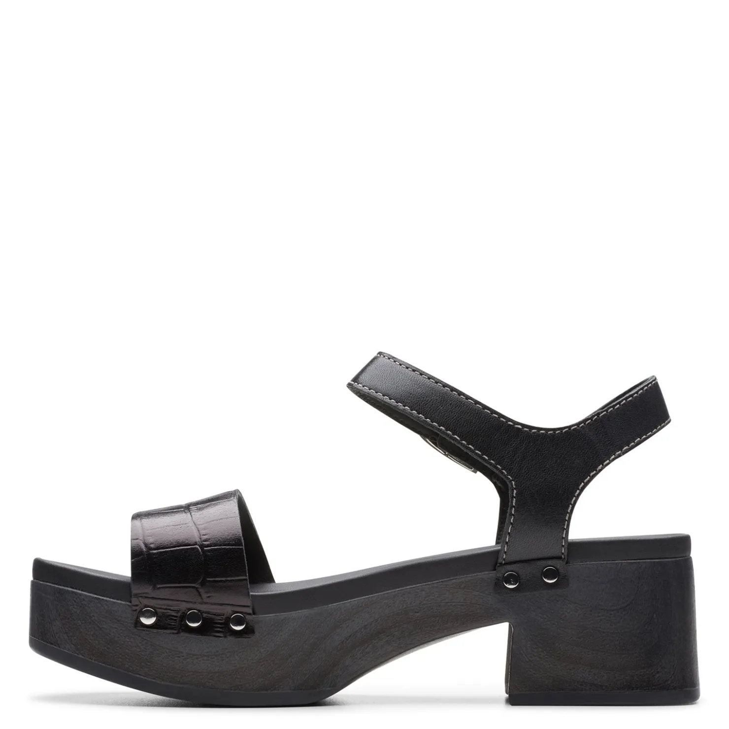 Heeled Sandals*Clarks Women's , Sivanne Bay Sandal Black Interest Leather