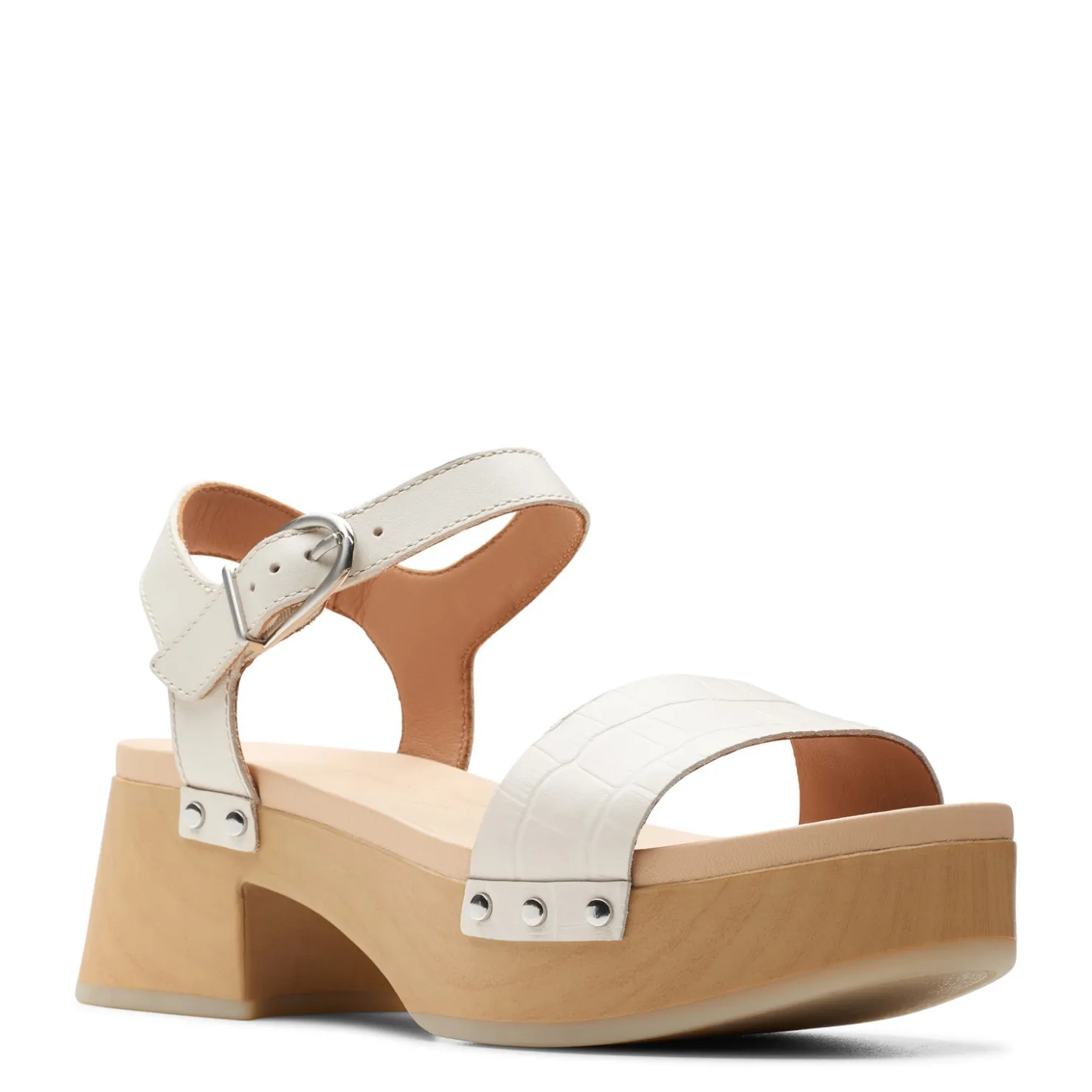 Heeled Sandals*Clarks Women's , Sivanne Bay Sandal Ivory Interest Leather
