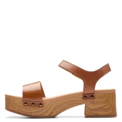 Heeled Sandals*Clarks Women's , Sivanne Bay Sandal Tan Interest Leather