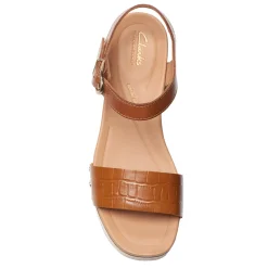 Heeled Sandals*Clarks Women's , Sivanne Bay Sandal Tan Interest Leather
