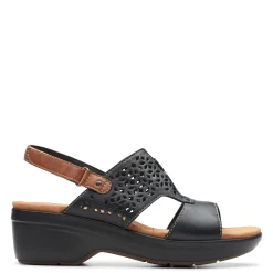 Heeled Sandals*Clarks Women's , Tuleah Sun Sandal Black Leather