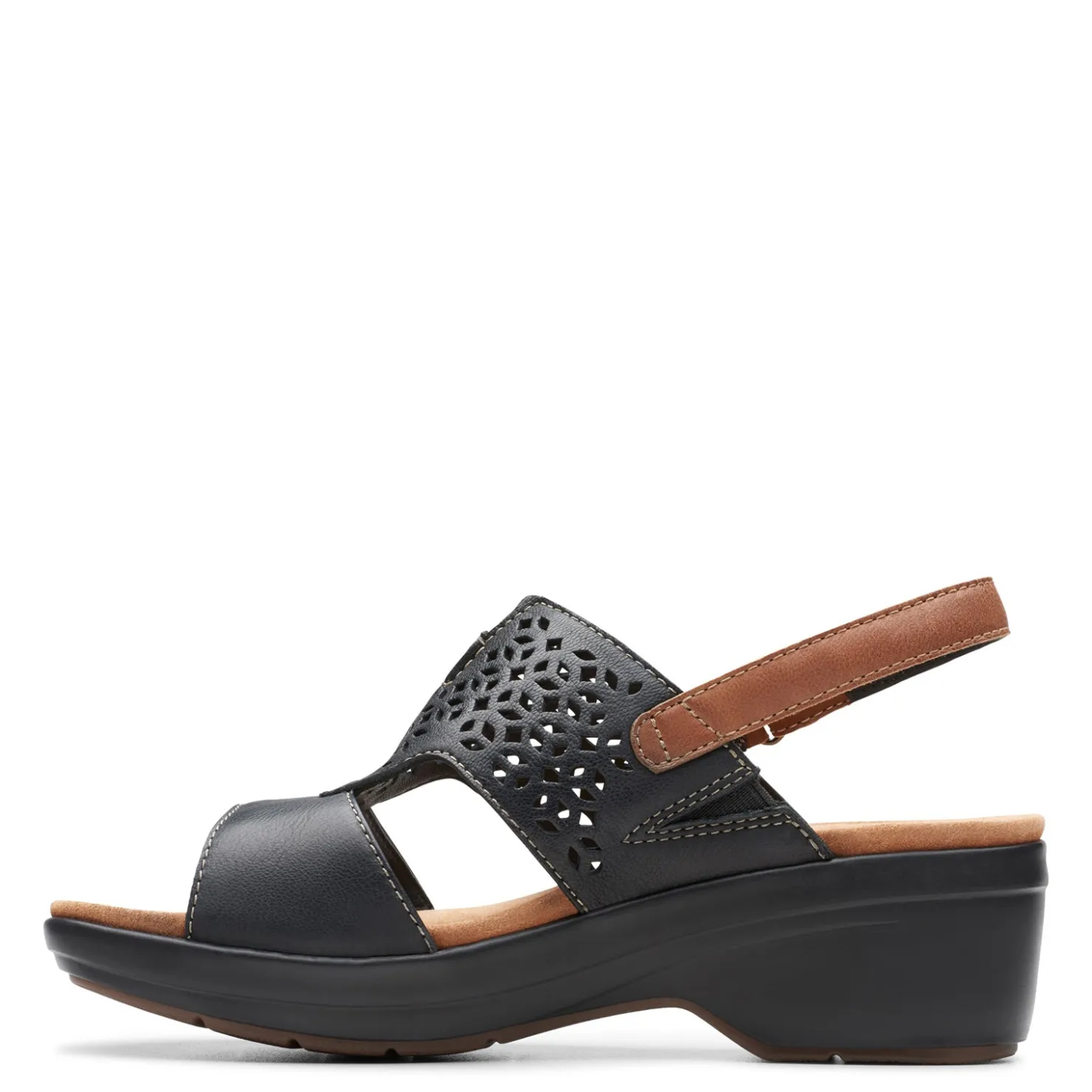 Heeled Sandals*Clarks Women's , Tuleah Sun Sandal Black Leather