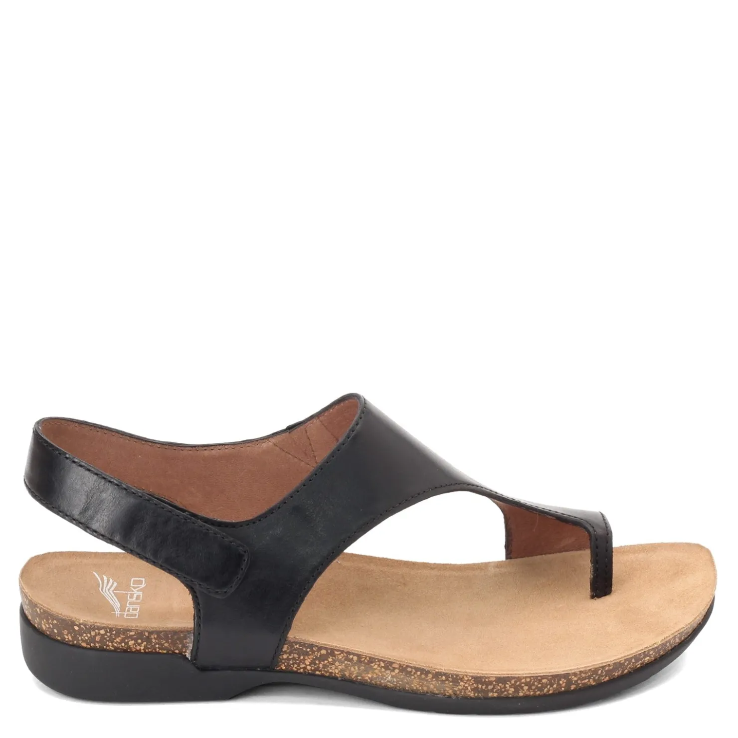 Footbed Sandals*Dansko Women's , Reece Thong Sandals Black Waxy Burnished