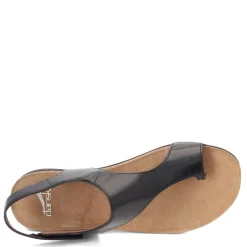 Footbed Sandals*Dansko Women's , Reece Thong Sandals Black Waxy Burnished