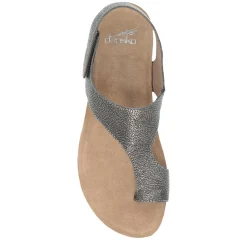 Footbed Sandals*Dansko Women's , Reece Thong Sandal Pewter Metallic