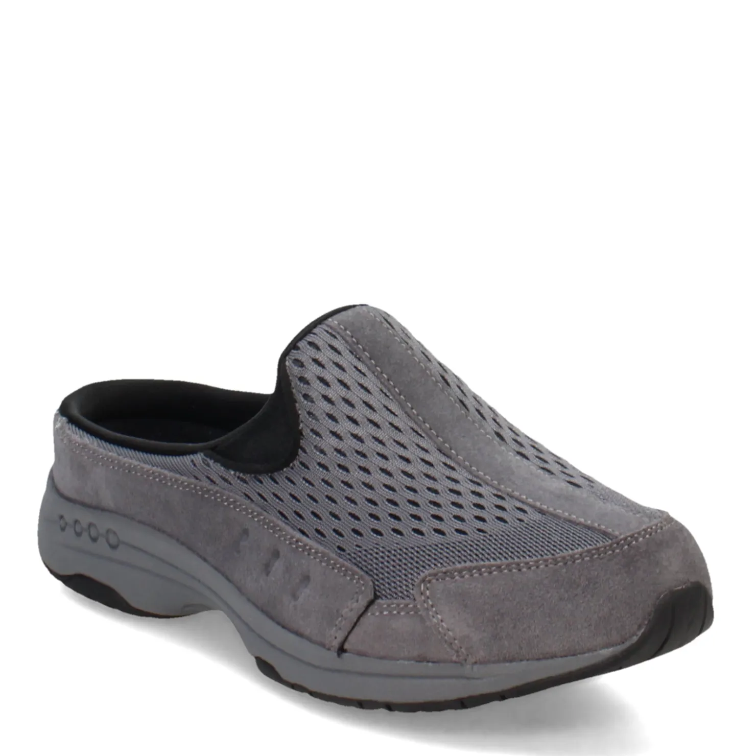 Walking*Easy Spirit Women's , Traveltime Classic Clog Dark Gray Suede