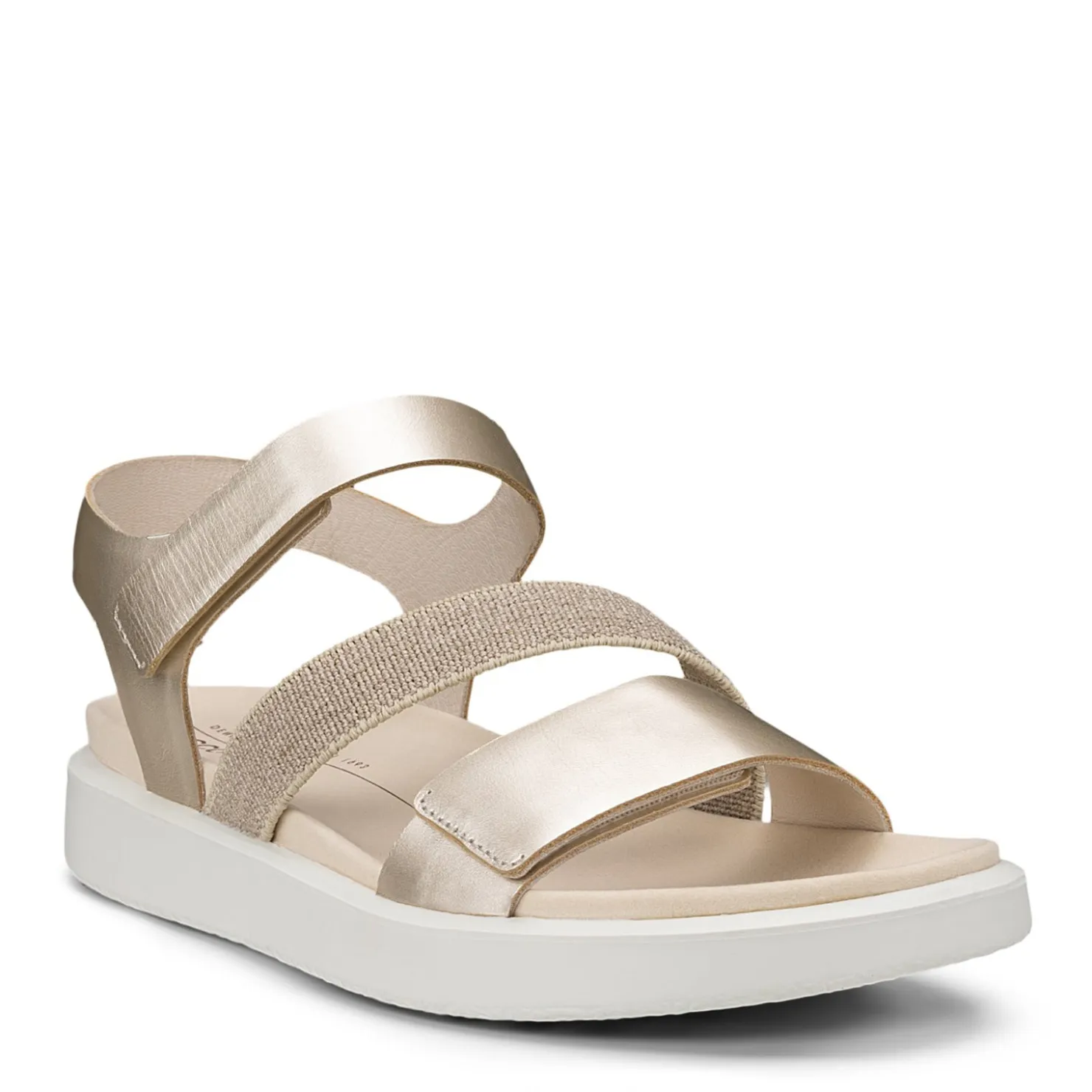 Footbed Sandals*ECCO Women's , Flowt 2 Band Sandal Gold White