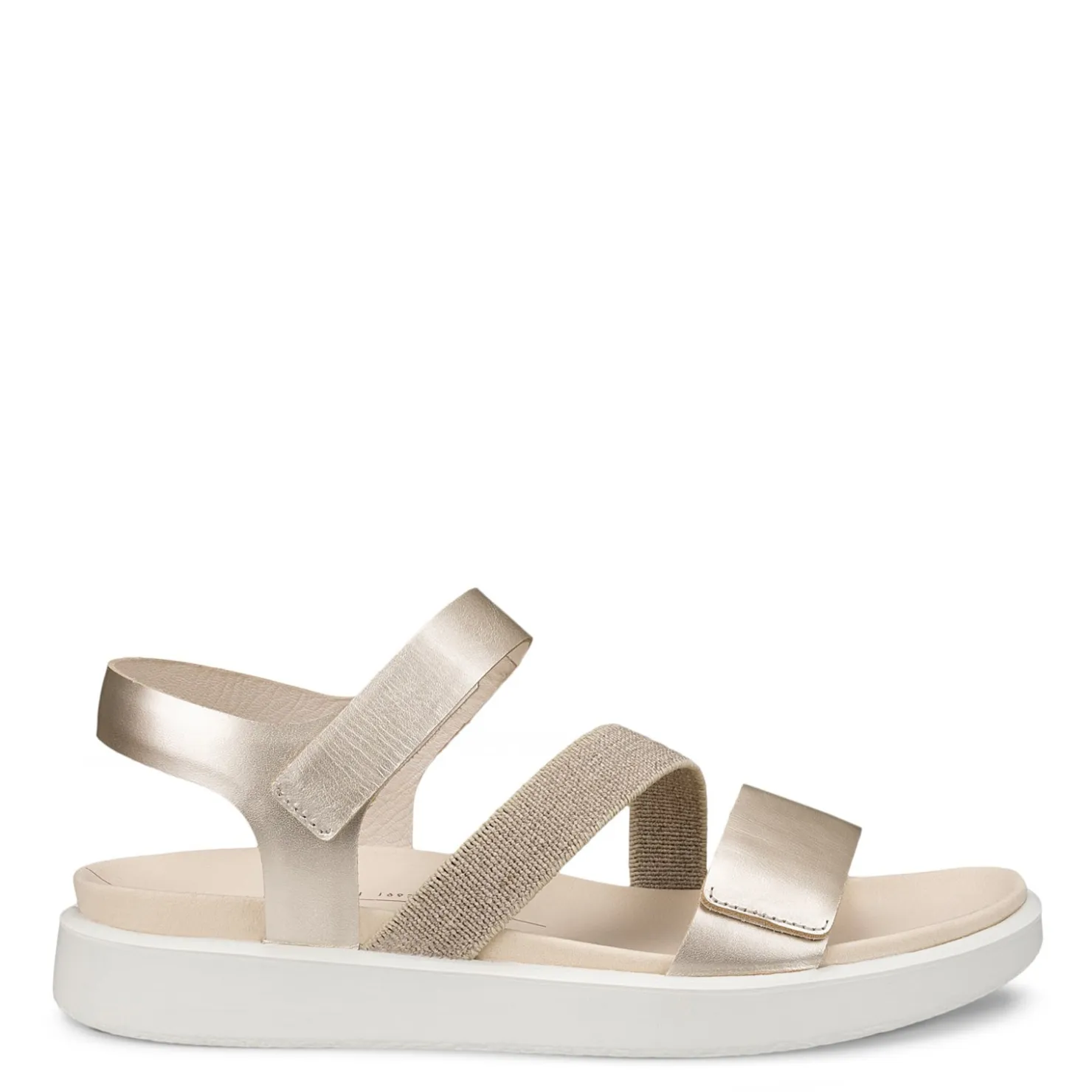 Footbed Sandals*ECCO Women's , Flowt 2 Band Sandal Gold White