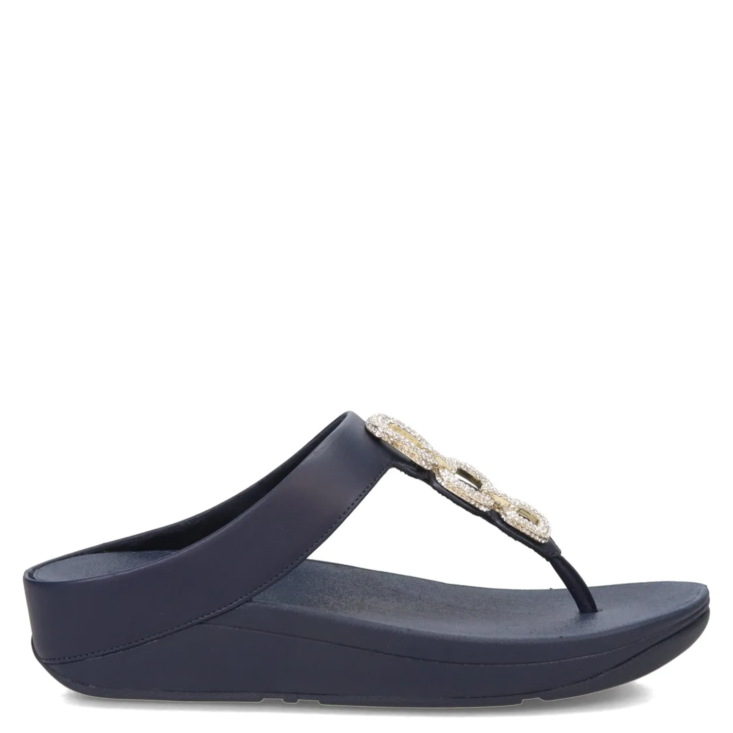 Wedges*FitFlop Women's , Fino Crystal Chain Toe-Post Sandal Midnight Navy