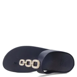 Wedges*FitFlop Women's , Fino Crystal Chain Toe-Post Sandal Midnight Navy