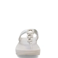 Wedges*FitFlop Women's , Fino Crystal Chain Toe-Post Sandal Silver