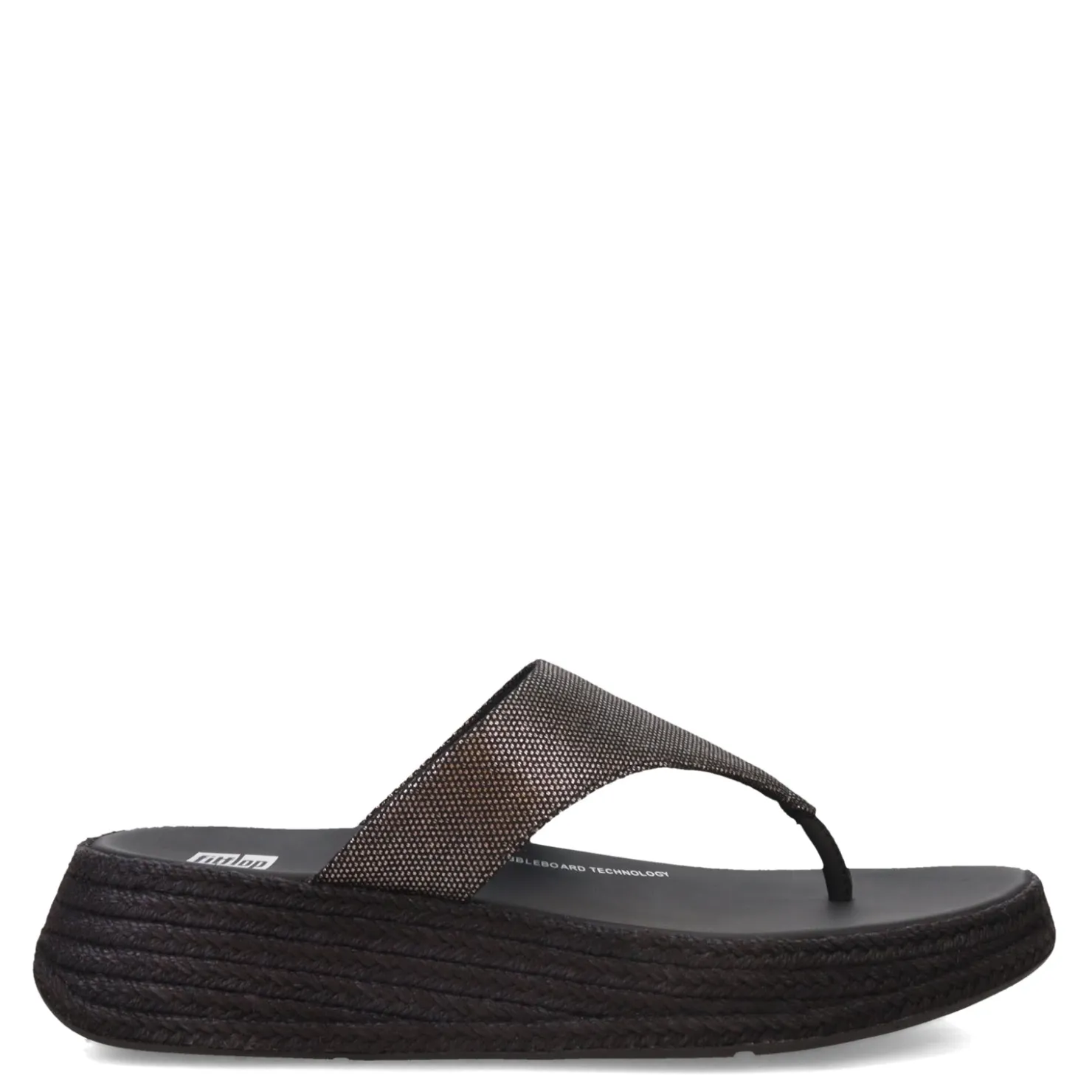 Flip Flops*FitFlop Women's , F-Mode Espadrille Glitz Thong Sandal Black