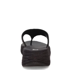 Flip Flops*FitFlop Women's , F-Mode Espadrille Glitz Thong Sandal Black