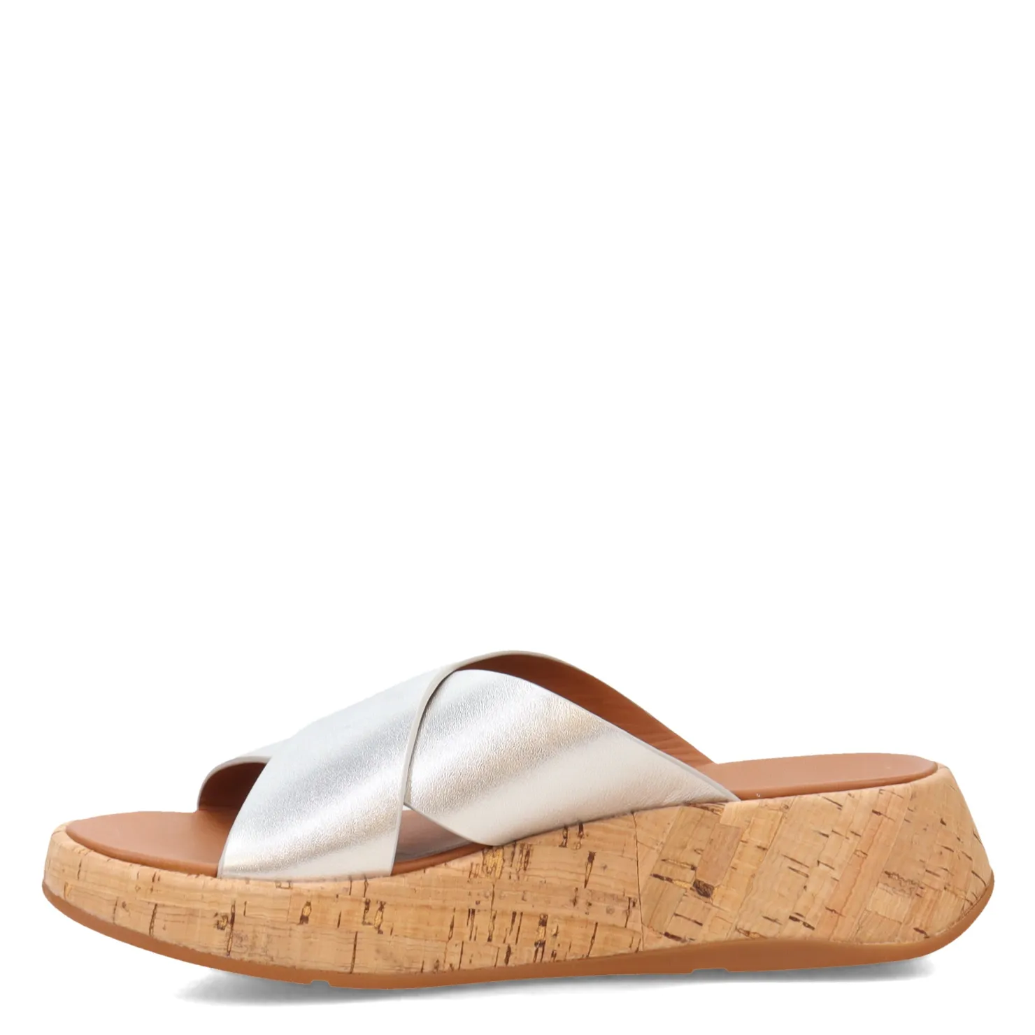 Wedges*FitFlop Women's , F-Mode Flatform Cross Slide Silver