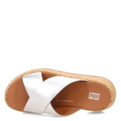 Wedges*FitFlop Women's , F-Mode Flatform Cross Slide Silver