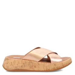Flip Flops*FitFlop Women's , F-Mode Flatform Cross Slide Rose Gold