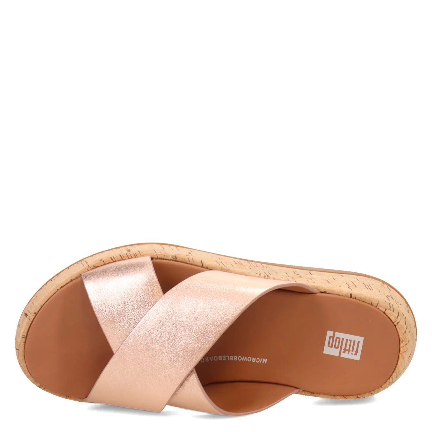 Flip Flops*FitFlop Women's , F-Mode Flatform Cross Slide Rose Gold