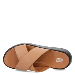 Women's , F-Mode Luxe Leather Flatform Cross Slide|FitFlop Sale