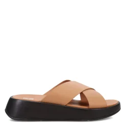 Footbed Sandals*FitFlop Women's , F-Mode Luxe Leather Flatform Cross Slide Tan