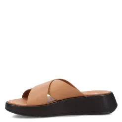Wedges*FitFlop Women's , F-Mode Luxe Leather Flatform Cross Slide Tan