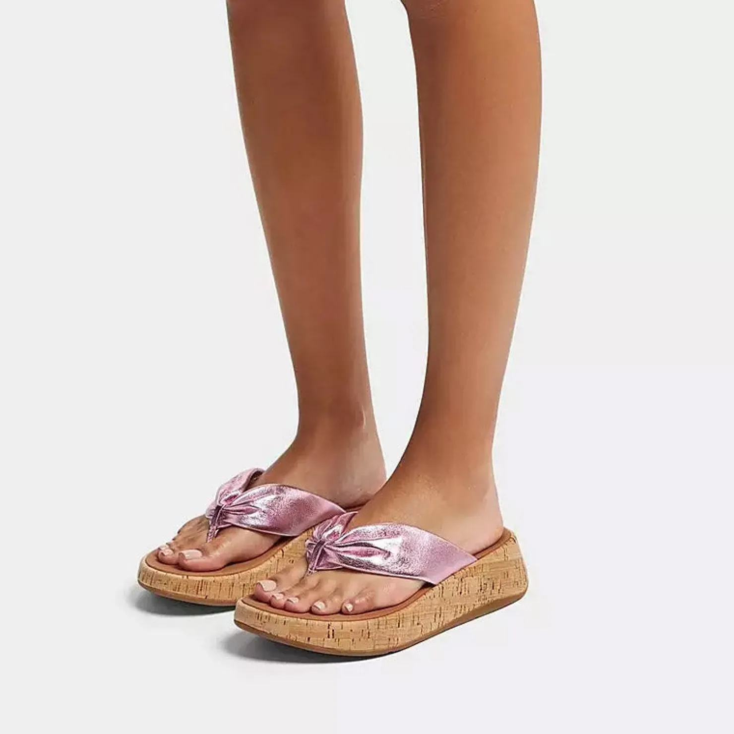 Flip Flops*FitFlop Women's , F-Mode Twist Flatform Thong Sandal Metallic Wild Lilac
