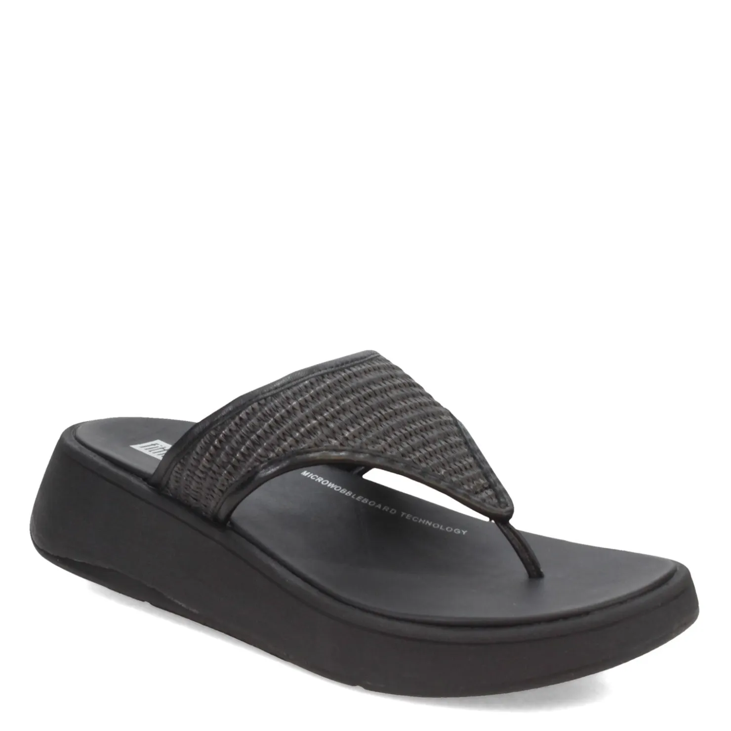 Footbed Sandals*FitFlop Women's , F-Mode Woven Flatform Toe Post Sandal Black