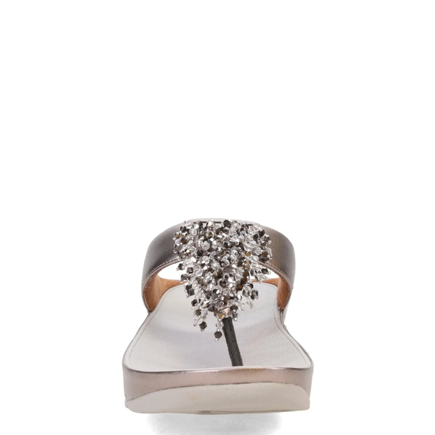Wedges*FitFlop Women's , Rumba Beaded Metallic Toe-Post Sandal Pewter