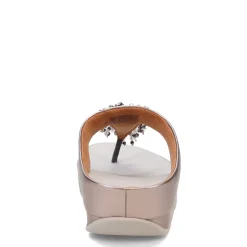 Wedges*FitFlop Women's , Rumba Beaded Metallic Toe-Post Sandal Pewter