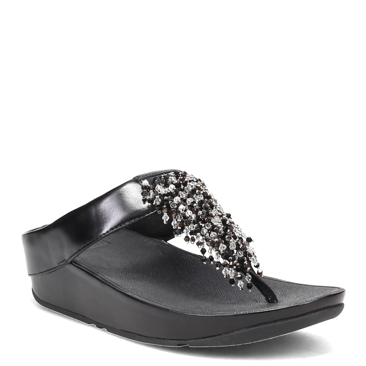 Wedges*FitFlop Women's , Rumba Beaded Toe-Post Sandal Black