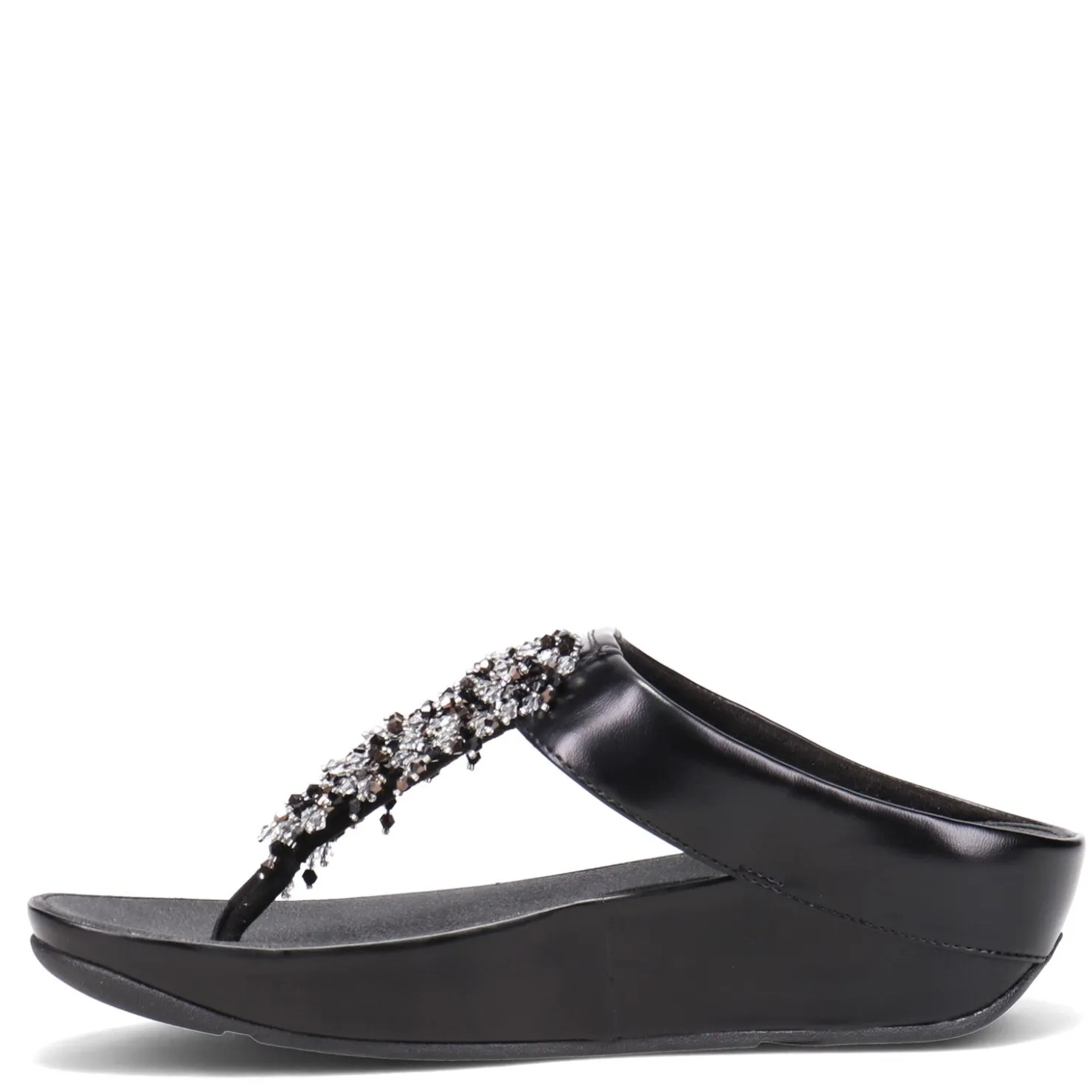 Wedges*FitFlop Women's , Rumba Beaded Toe-Post Sandal Black
