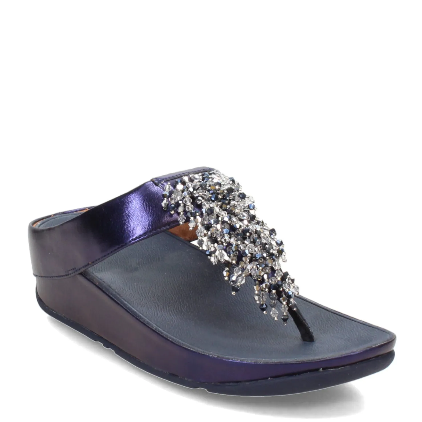 Footbed Sandals*FitFlop Women's , Rumba Beaded Toe-Post Sandal Midnight Navy