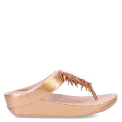 Wedges*FitFlop Women's , Rumba Beaded Metallic Toe-Post Sandal Rose Gold