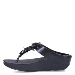 Wedges*FitFlop Women's , Rumba Beaded Metallic Toe-Post Sandal Metallic Navy