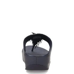 Wedges*FitFlop Women's , Rumba Beaded Metallic Toe-Post Sandal Metallic Navy