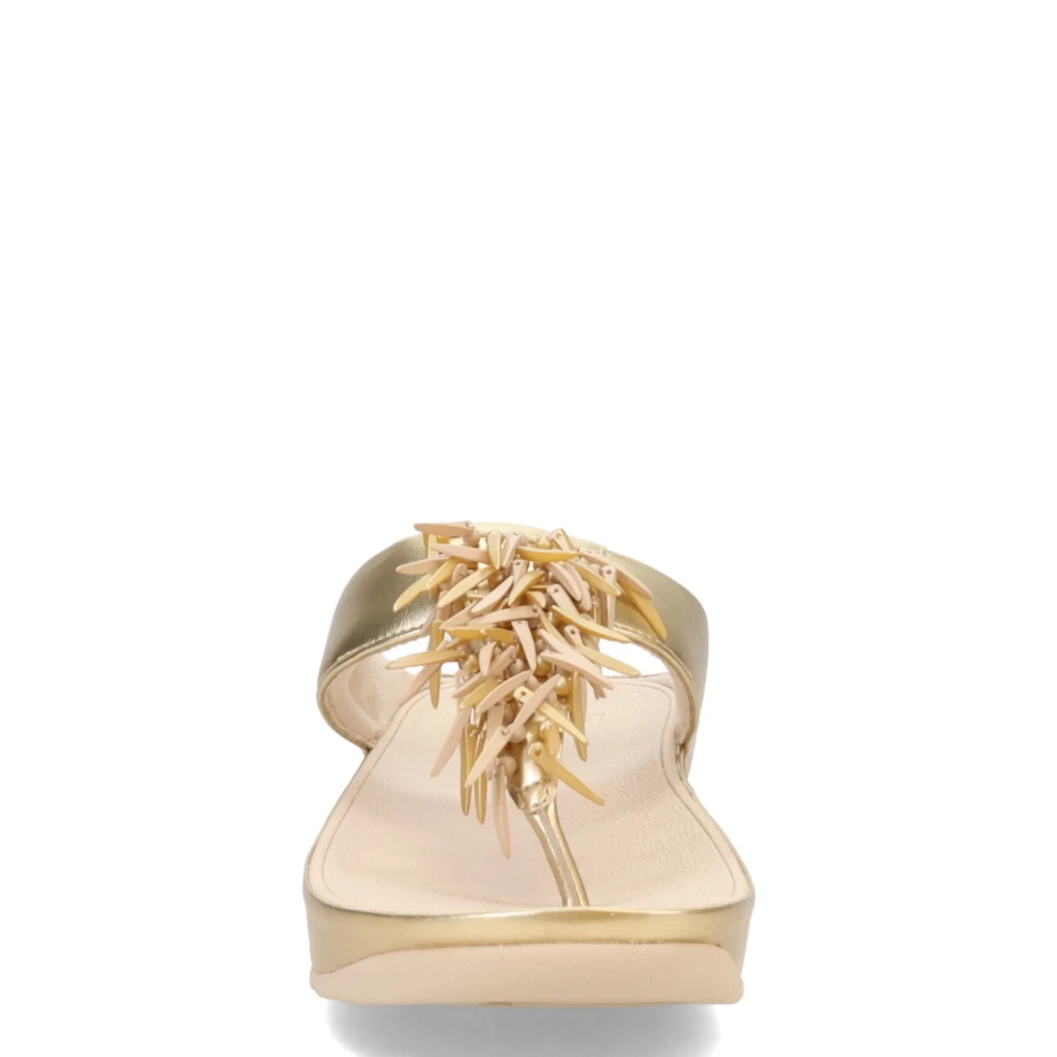 Wedges*FitFlop Women's , Rumba Beaded Metallic Toe-Post Sandal Platinum