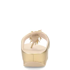 Wedges*FitFlop Women's , Rumba Beaded Metallic Toe-Post Sandal Platinum