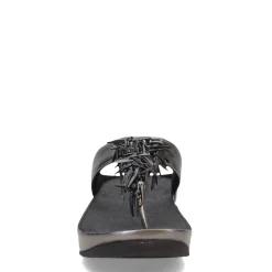 Wedges*FitFlop Women's , Rumba Beaded Metallic Toe-Post Sandal Pewter Black